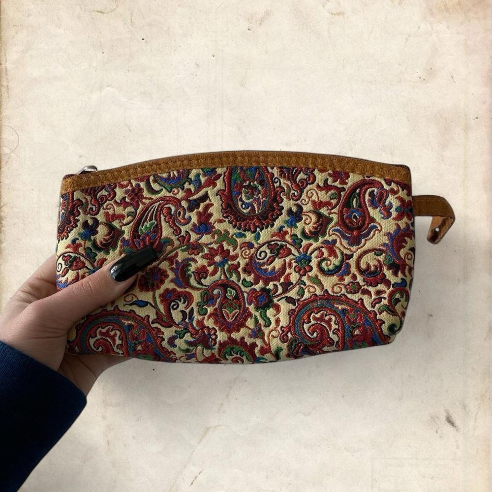 Paisley Canvas Embroidered Clutch